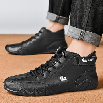 Men Casual Vulcanized Shoes Leather Fashion